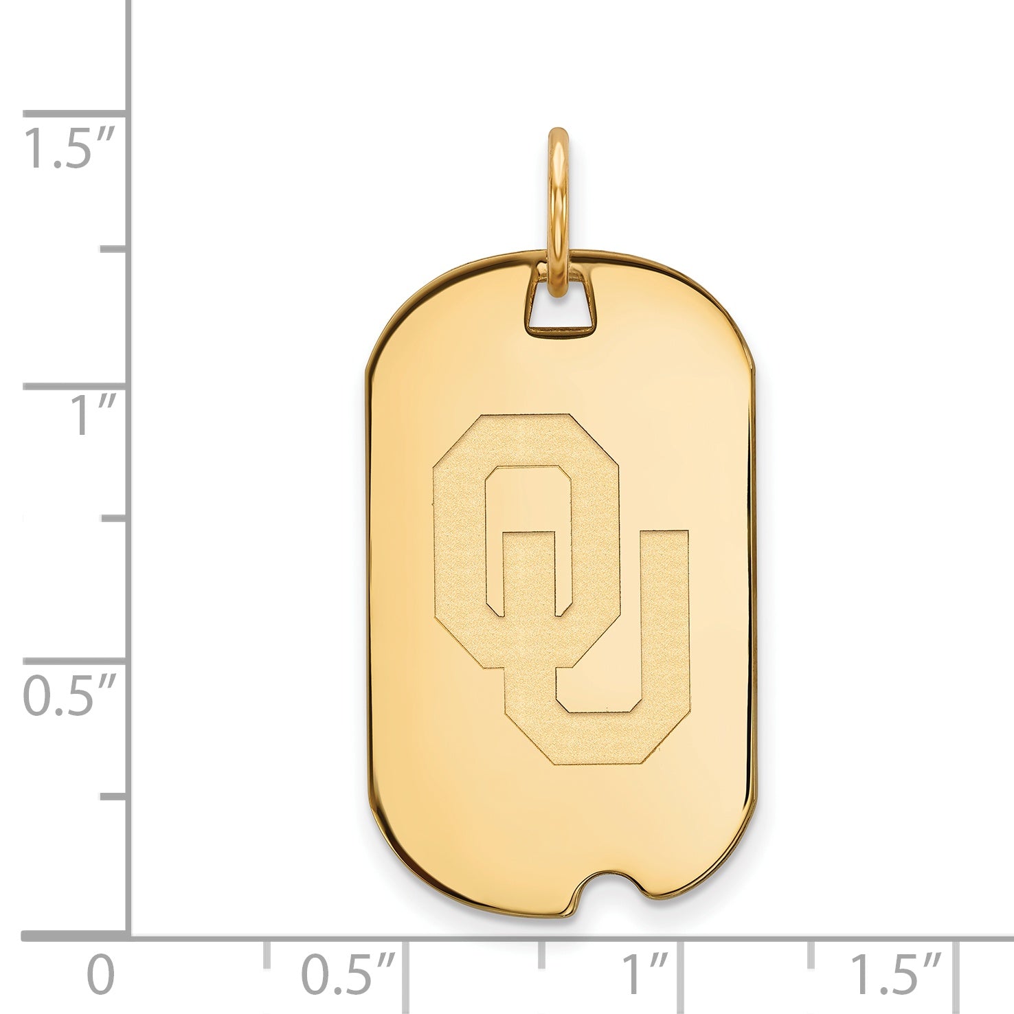10K Yellow Gold Logoart University Of Oklahoma O U Small Dog Tag Pendant