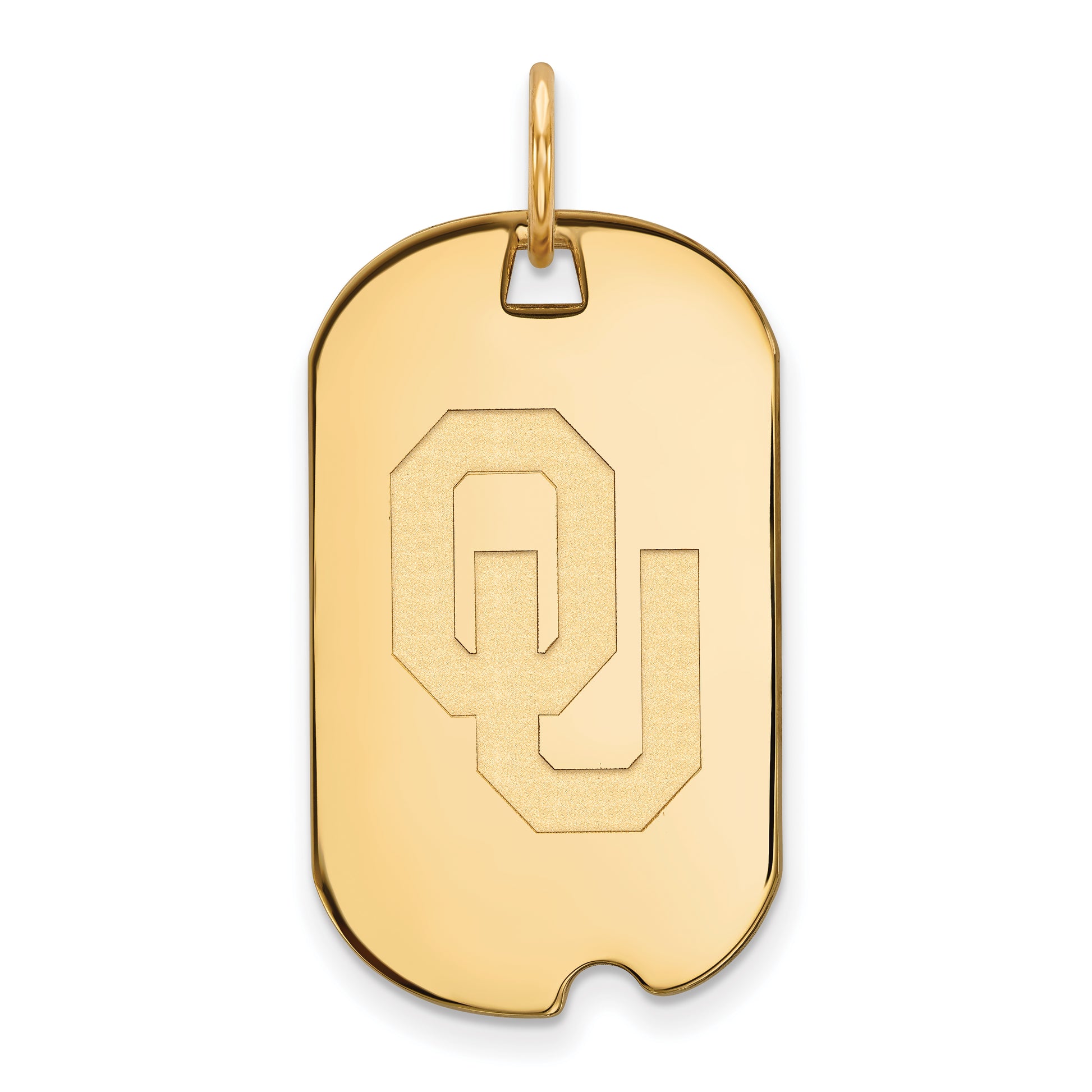 10K Yellow Gold Logoart University Of Oklahoma O U Small Dog Tag Pendant