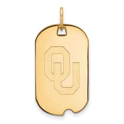 10K Yellow Gold Logoart University Of Oklahoma O U Small Dog Tag Pendant