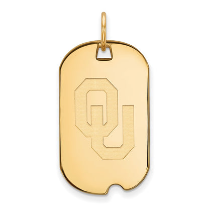 14K Yellow Gold Logoart University Of Oklahoma O U Small Dog Tag Pendant