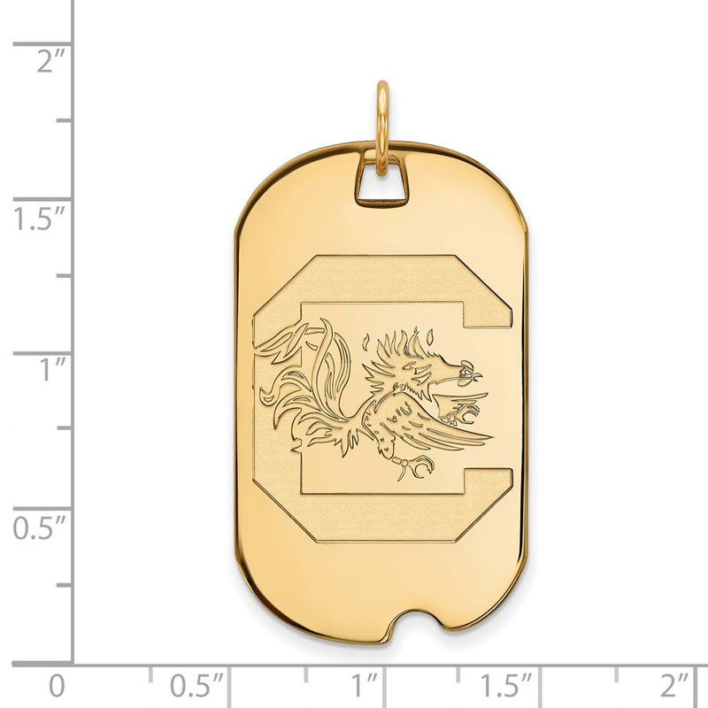 14K Yellow Gold Logoart University Of South Carolina Large Dog Tag Pendant