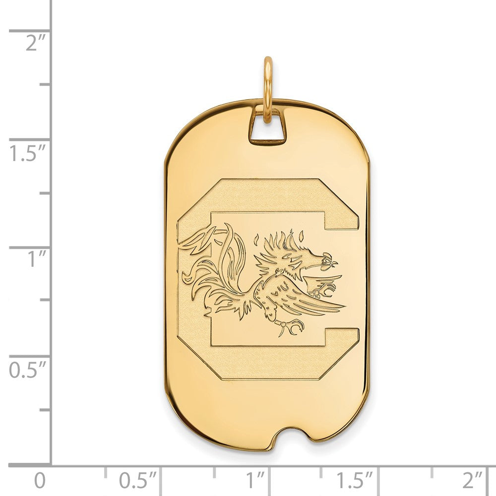 Gold Plated Sterling Silver Logoart University Of South Carolina Large Dog Tag Pendant