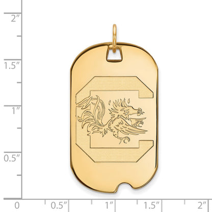Gold Plated Sterling Silver Logoart University Of South Carolina Large Dog Tag Pendant