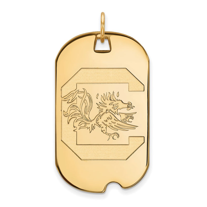 Gold Plated Sterling Silver Logoart University Of South Carolina Large Dog Tag Pendant