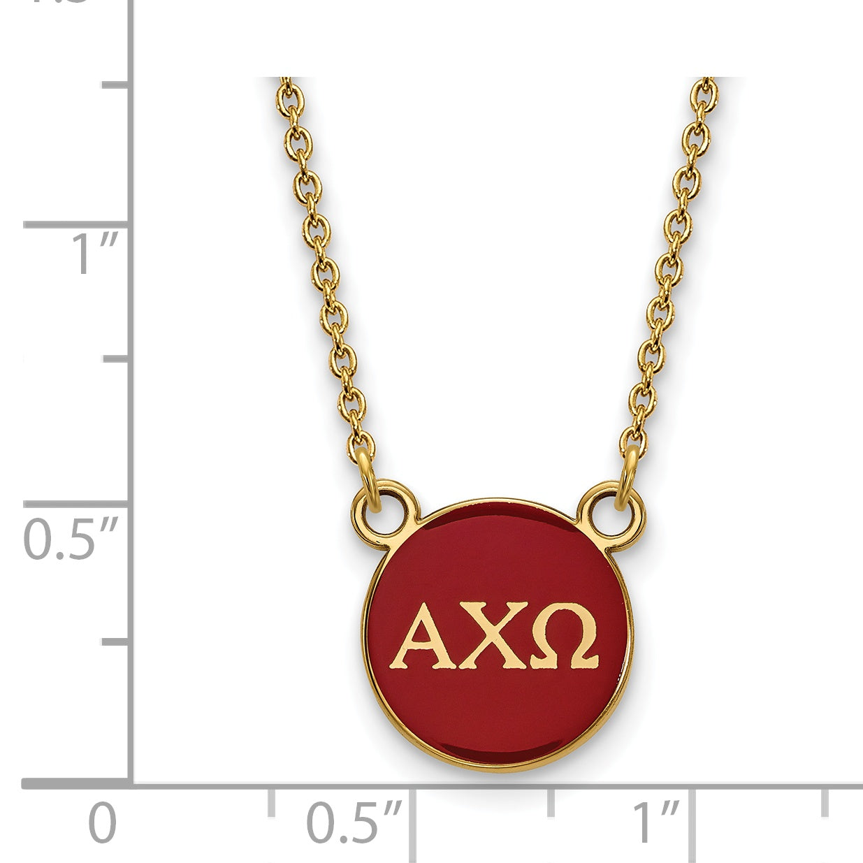 Gold Plated Sterling Silver Logoart Alpha Chi Omega Sorority Greek Letters Small Color Enamel Pendant 18 Inch Necklace