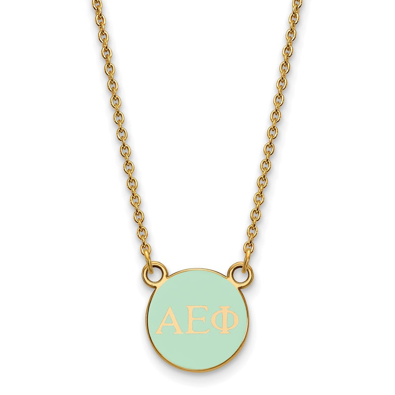 Gold Plated Sterling Silver Logoart Alpha Epsilon Phi Sorority Greek Letters Extra Small Color Enamel Pendant 18 Inch Necklace