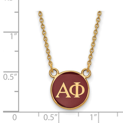 Gold Plated Sterling Silver Logoart Alpha Phi Sorority Greek Letters Small Color Enamel Pendant 18 Inch Necklace