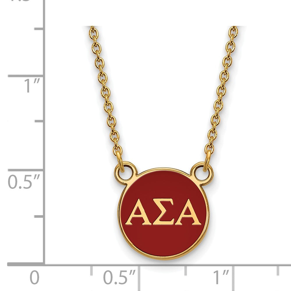 Gold Plated Sterling Silver Logoart Alpha Sigma Sorority Greek Letters Small Color Enamel Pendant 18 Inch Necklace