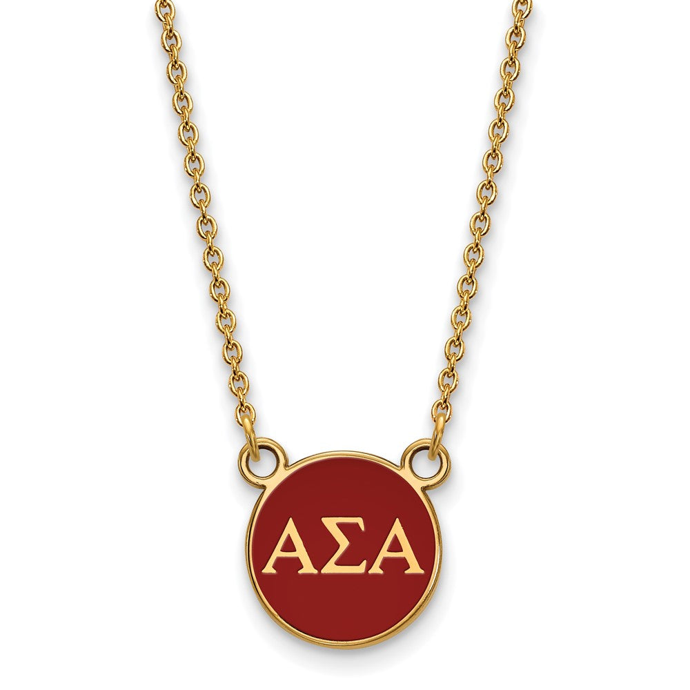 Gold Plated Sterling Silver Logoart Alpha Sigma Sorority Greek Letters Small Color Enamel Pendant 18 Inch Necklace