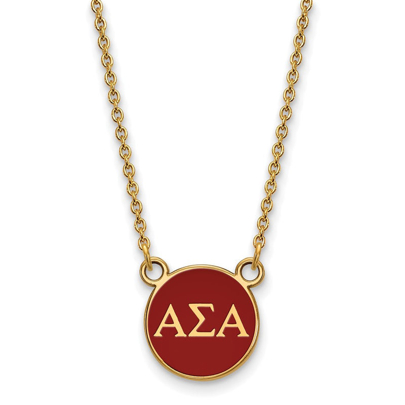 Gold Plated Sterling Silver Logoart Alpha Sigma Sorority Greek Letters Small Color Enamel Pendant 18 Inch Necklace