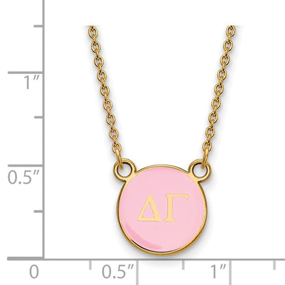 Gold Plated Sterling Silver Logoart Delta Gamma Sorority Greek Letters Small Color Enamel Pendant 18 Inch Necklace