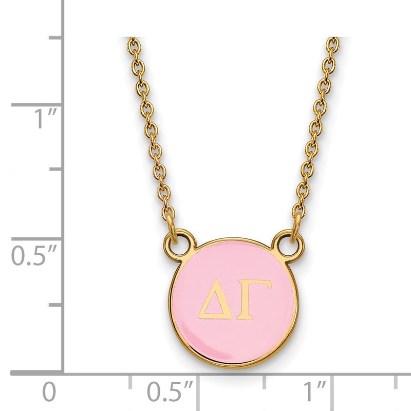 Gold Plated Sterling Silver Logoart Delta Gamma Sorority Greek Letters Small Color Enamel Pendant 18 Inch Necklace