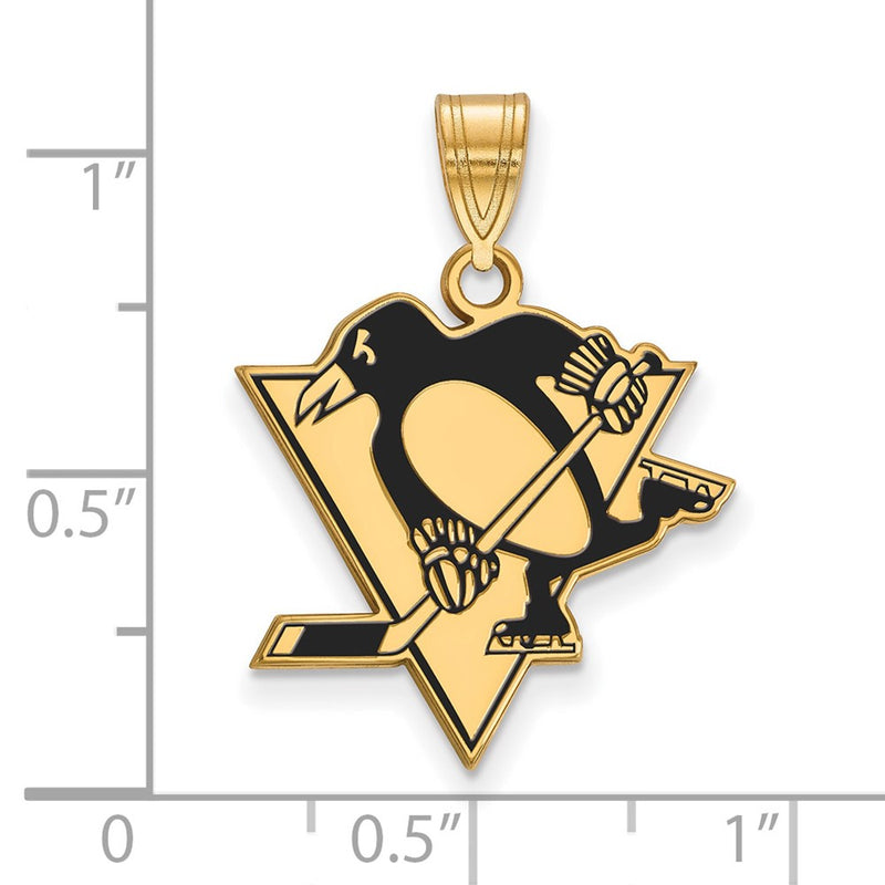 Gold Plated Sterling Silver Nhl Logoart Pittsburgh Penguins Large Enameled Pendant