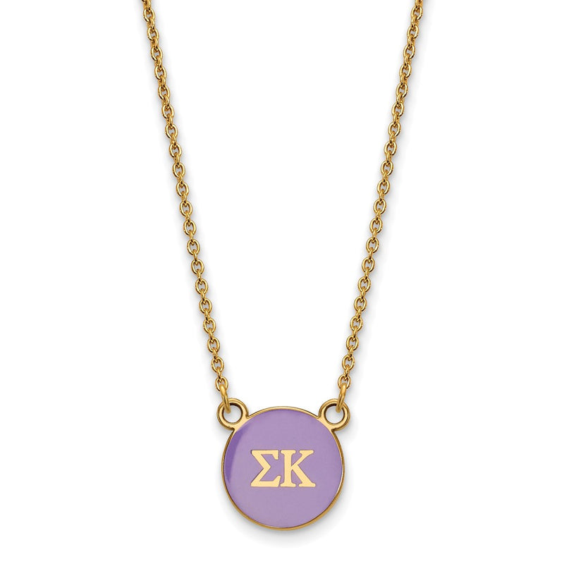 Gold Plated Sterling Silver Logoart Sigma Kappa Sorority Greek Letters Small Color Enamel Pendant 18 Inch Necklace
