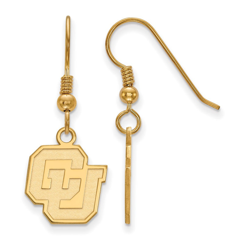 Gold Plated Sterling Silver Logoart University Of Colorado C U Small Dangle Wire Earrings