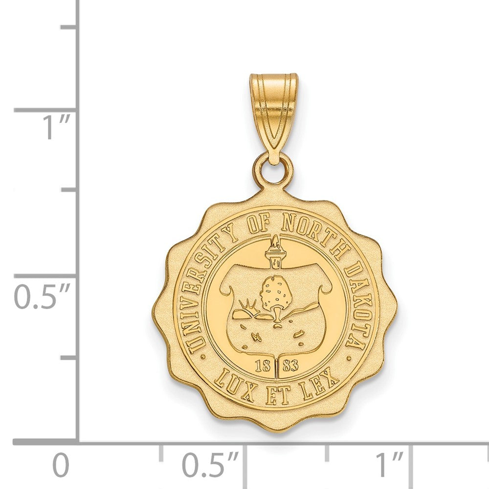 Gold Plated Sterling Silver Logoart University Of North Dakota Large Crest Pendant