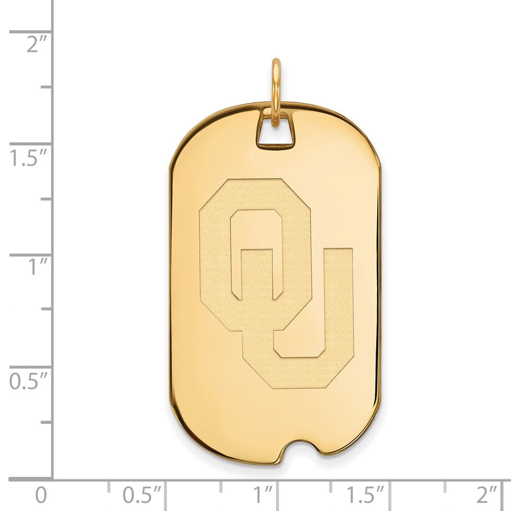 Gold Plated Sterling Silver Logoart University Of Oklahoma O U Large Dog Tag Pendant