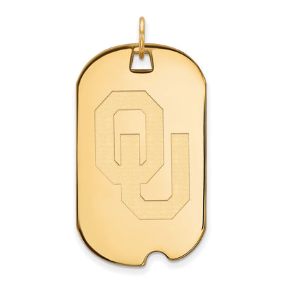14K Yellow Gold Logoart University Of Oklahoma O U Large Dog Tag Pendant