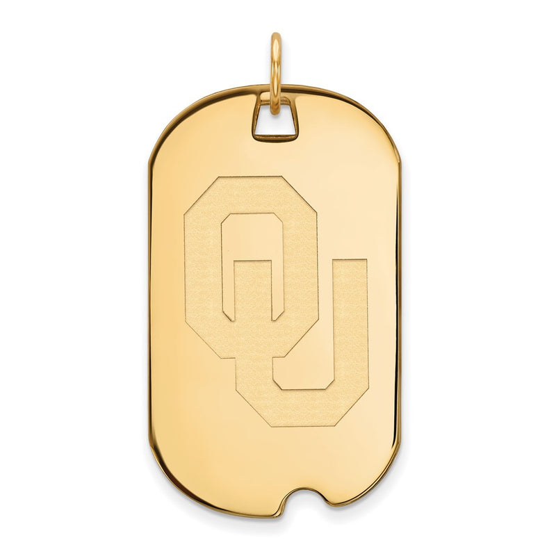 14K Yellow Gold Logoart University Of Oklahoma O U Large Dog Tag Pendant