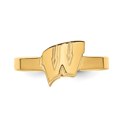 Gold Plated Sterling Silver Logoart University Of Wisconsin Letter W Toe Ring