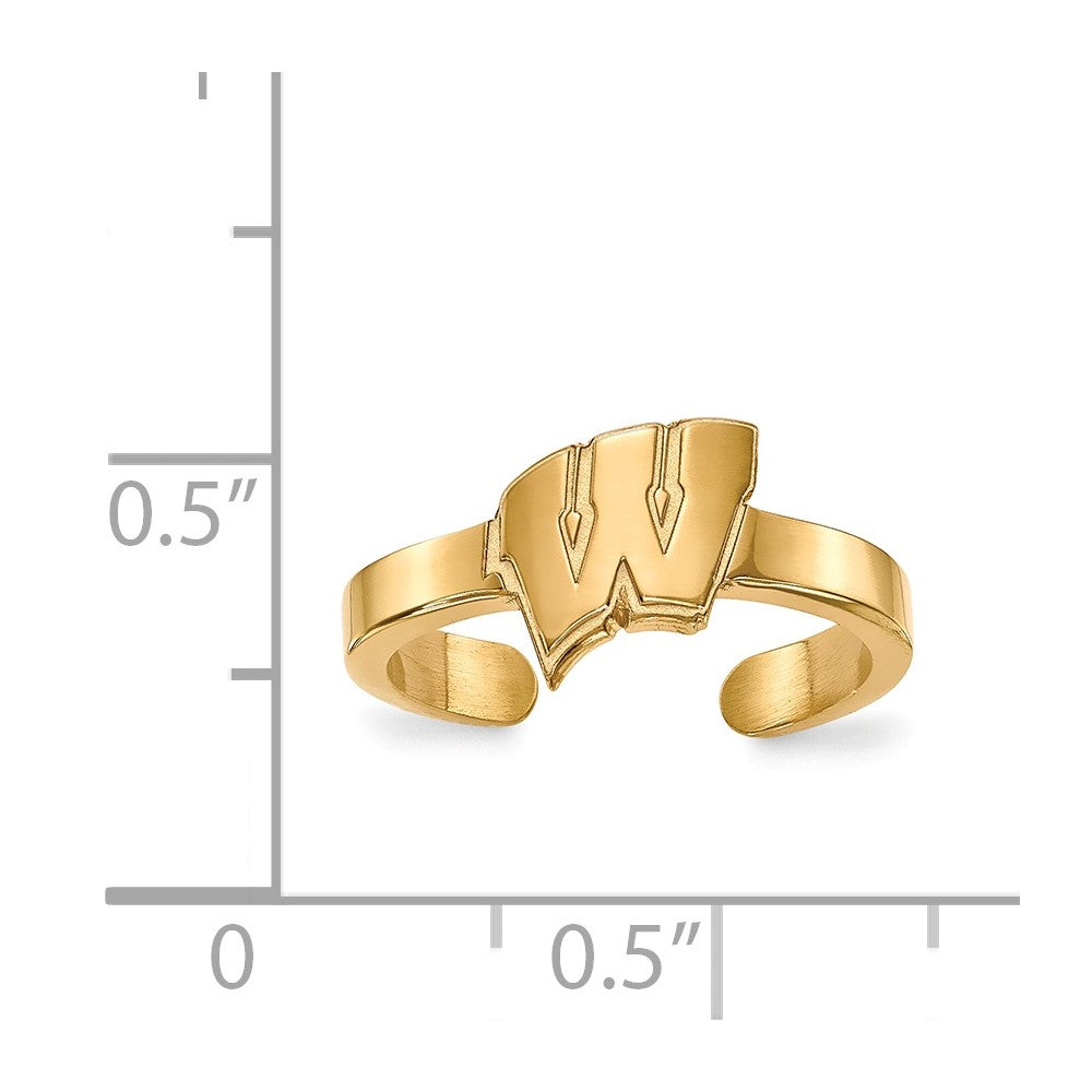 Gold Plated Sterling Silver Logoart University Of Wisconsin Letter W Toe Ring