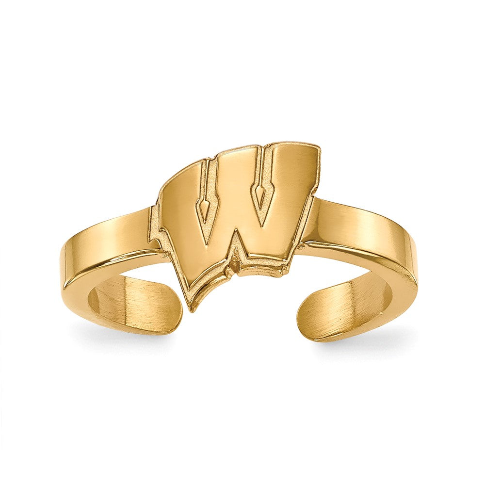 Gold Plated Sterling Silver Logoart University Of Wisconsin Letter W Toe Ring