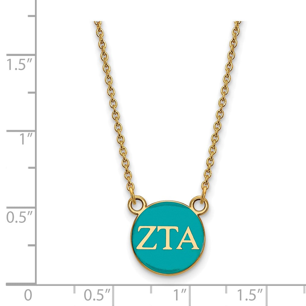 Gold Plated Sterling Silver Logoart Zeta Tau Alpha Sorority Greek Letters Small Color Enamel Pendant 18 Inch Necklace