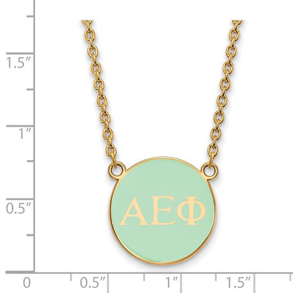 Gold Plated Sterling Silver Logoart Alpha Epsilon Phi Sorority Greek Letters Small Color Enamel Pendant 18 Inch Necklace