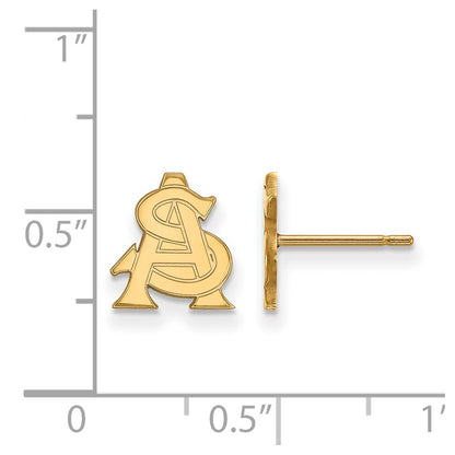 14K Yellow Gold Logoart Arizona State University A S Extra Small Post Earrings