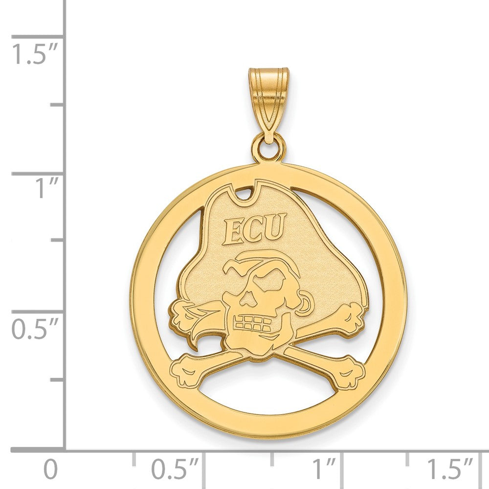 Gold Plated Sterling Silver Logoart East Carolina University Pirate Large Circle Pendant