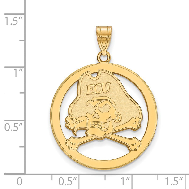 Gold Plated Sterling Silver Logoart East Carolina University Pirate Large Circle Pendant