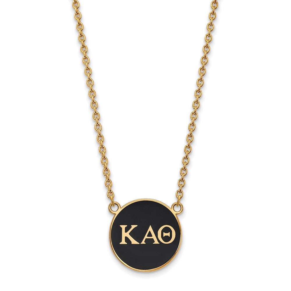 Gold Plated Sterling Silver Logoart Kappa Alpha Theta Sorority Greek Letters Large Color Enamel Pendant 18 Inch Necklace