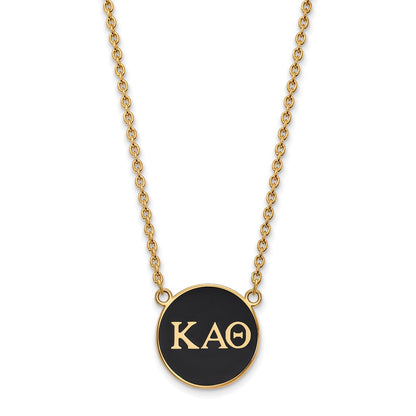 Gold Plated Sterling Silver Logoart Kappa Alpha Theta Sorority Greek Letters Large Color Enamel Pendant 18 Inch Necklace
