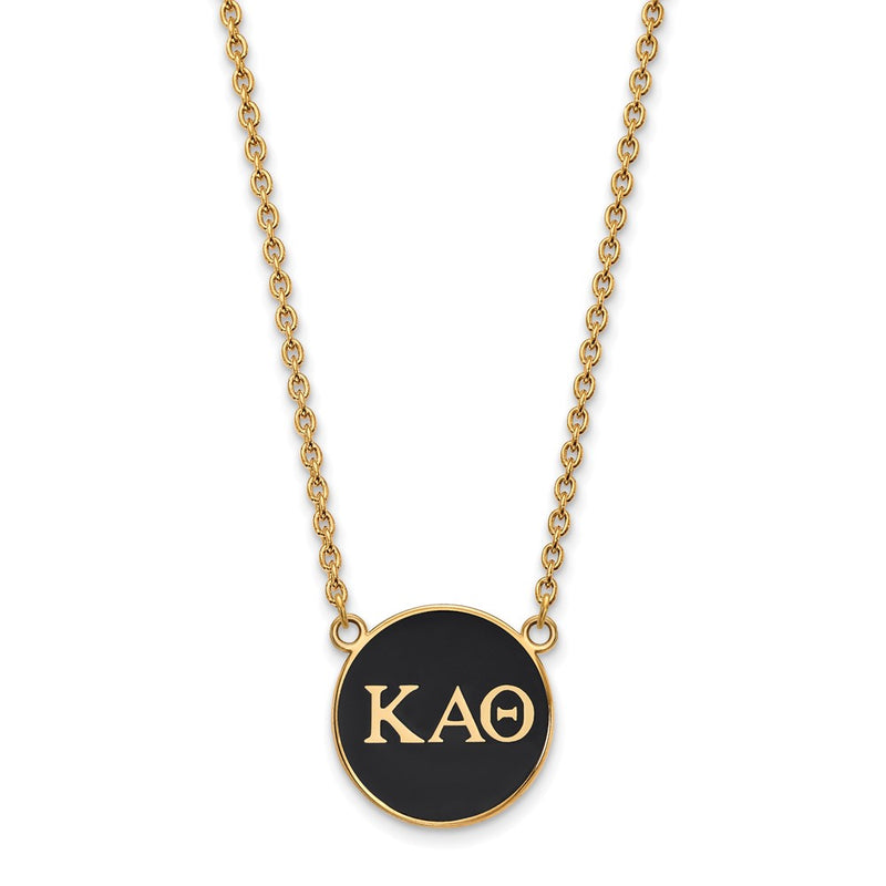 Gold Plated Sterling Silver Logoart Kappa Alpha Theta Sorority Greek Letters Large Color Enamel Pendant 18 Inch Necklace