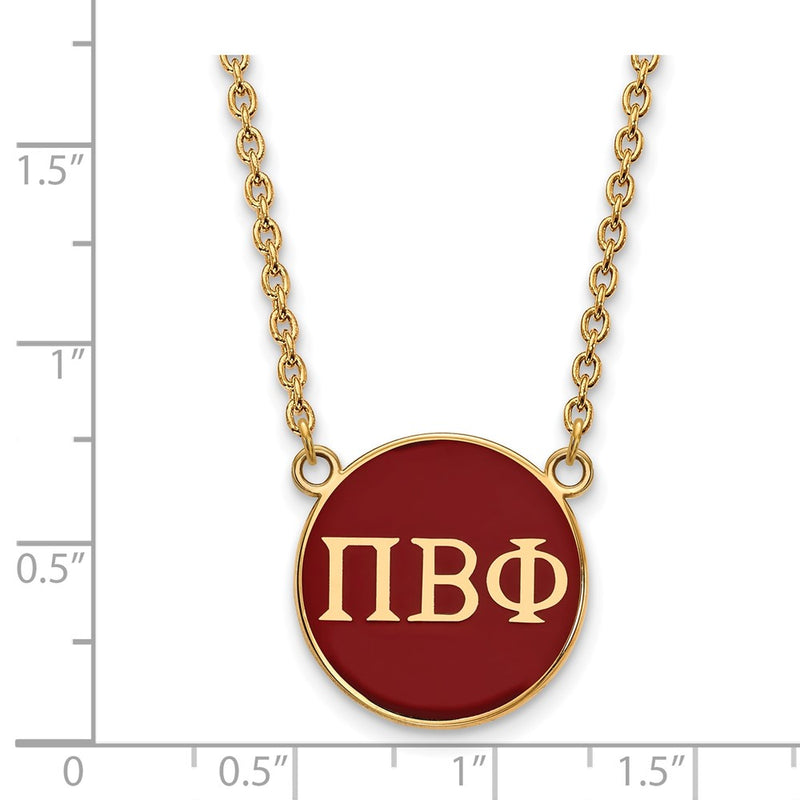 Gold Plated Sterling Silver Logoart Pi Beta Phi Sorority Greek Letters Large Color Enamel Pendant 18 Inch Necklace