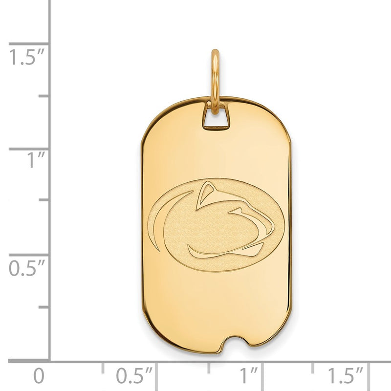Gold Plated Sterling Silver Logoart Penn State University Lion Small Dog Tag Pendant