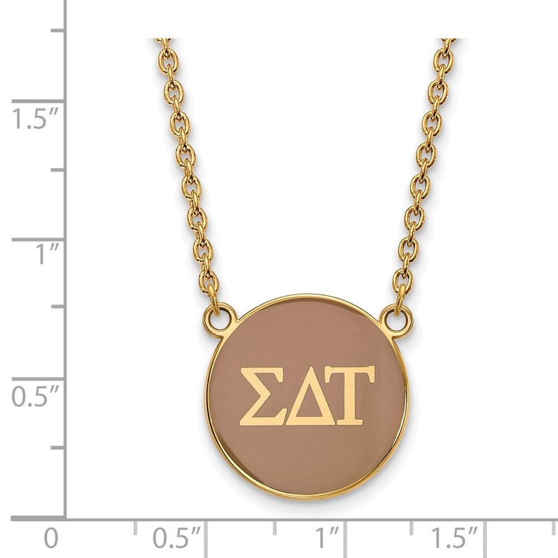 Gold Plated Sterling Silver Logoart Sigma Delta Tau Sorority Greek Letters Large Color Enamel Pendant 18 Inch Necklace