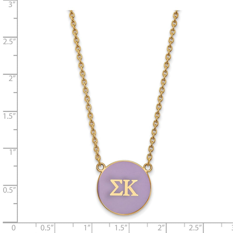 Gold Plated Sterling Silver Logoart Sigma Kappa Sorority Greek Letters Large Color Enamel Pendant 18 Inch Necklace
