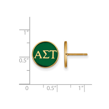 Gold Plated Sterling Silver Logoart Alpha Sigma Tau Sorority Greek Letters Color Enamel Post Earrings