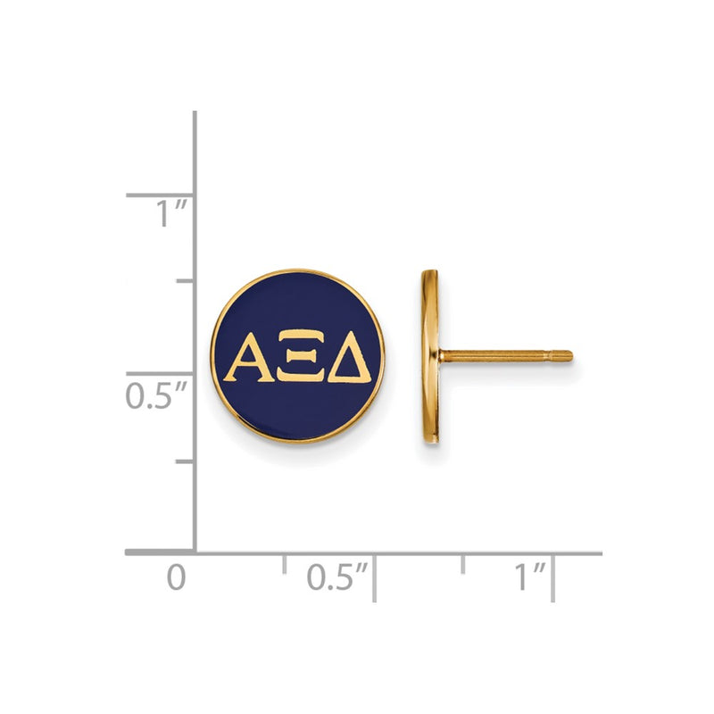 Gold Plated Sterling Silver Logoart Alpha Xi Delta Sorority Greek Letters Color Enamel Post Earrings