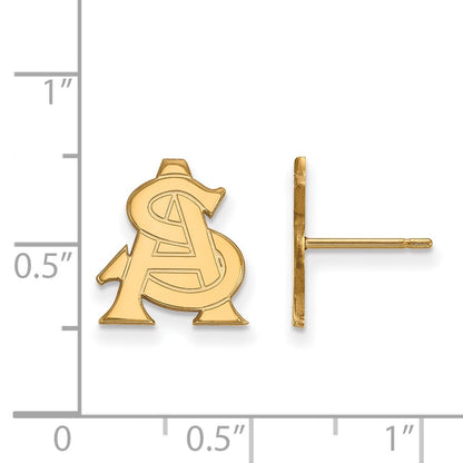 14K Yellow Gold Logoart Arizona State University A S Small Post Earrings