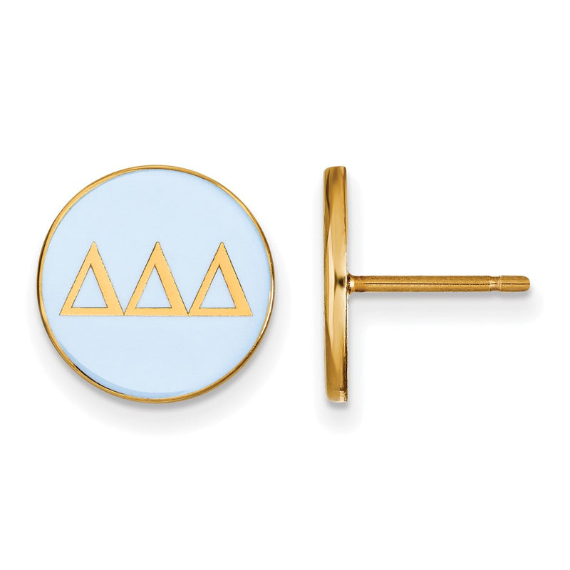 Gold Plated Sterling Silver Logoart Delta Sorority Greek Letters Color Enamel Post Earrings