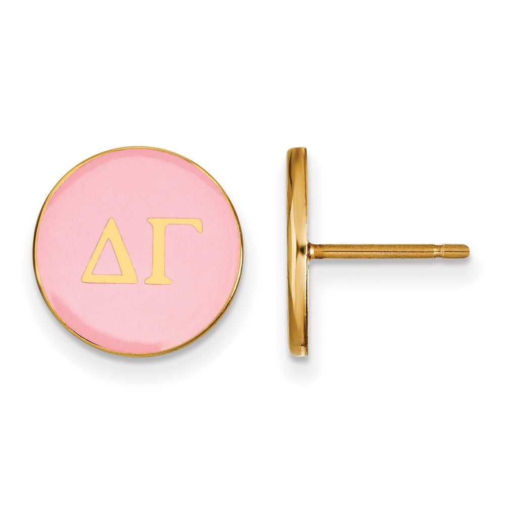 Gold Plated Sterling Silver Logoart Delta Gamma Sorority Greek Letters Color Enamel Post Earrings