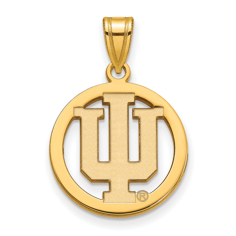Gold Plated Sterling Silver Logoart Indiana University I U Medium Circle Pendant