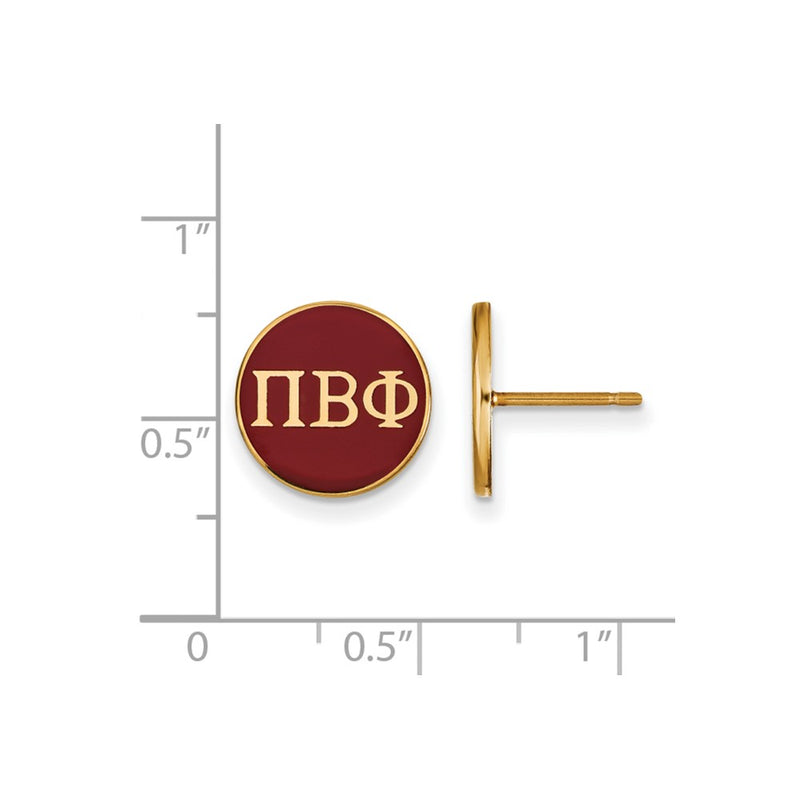 Gold Plated Sterling Silver Logoart Pi Beta Phi Sorority Greek Letters Color Enamel Post Earrings