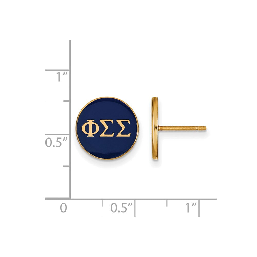 Gold Plated Sterling Silver Logoart Phi Sigma Sorority Greek Letters Color Enamel Post Earrings