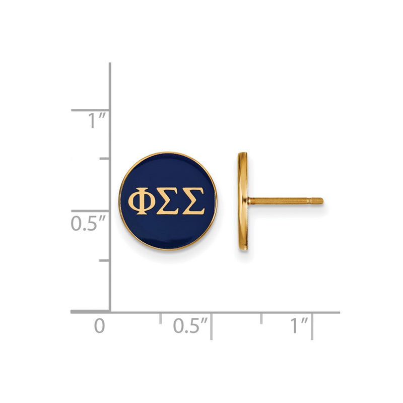 Gold Plated Sterling Silver Logoart Phi Sigma Sorority Greek Letters Color Enamel Post Earrings