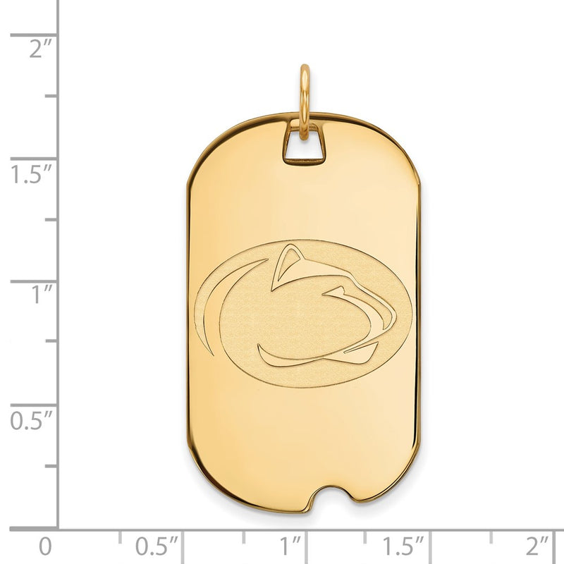 14K Yellow Gold Logoart Penn State University Lion Large Dog Tag Pendant