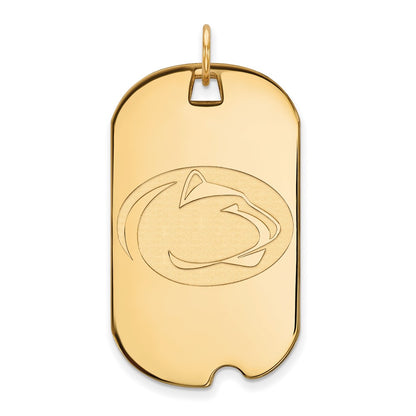 14K Yellow Gold Logoart Penn State University Lion Large Dog Tag Pendant