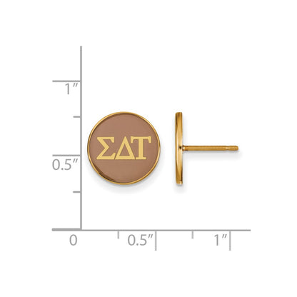 Gold Plated Sterling Silver Logoart Sigma Delta Tau Sorority Greek Letters Color Enamel Post Earrings